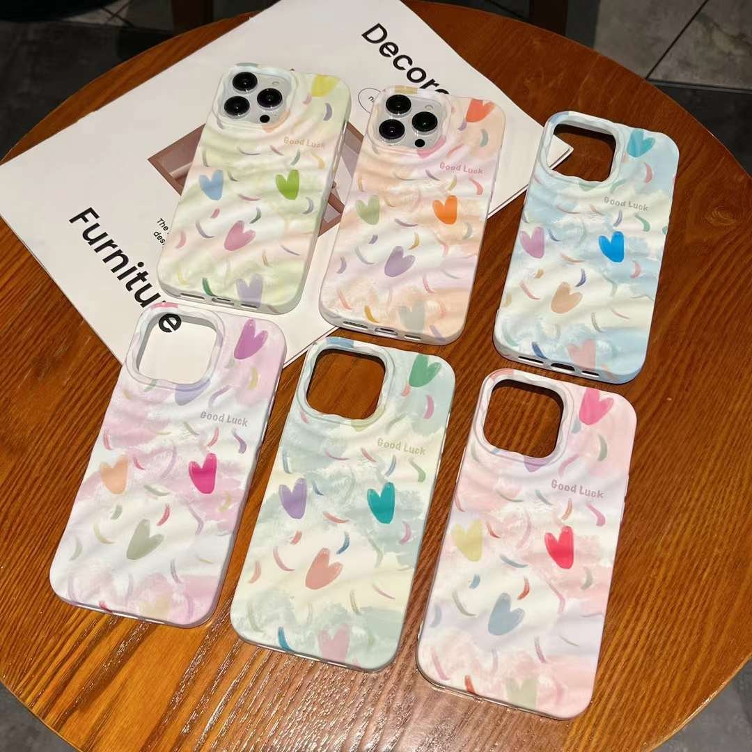 New Cute Heart Electroplate Soft TPU Shockproof Mobile Phone Case Cover for iPhones 13 14 15 16 Pro Max Business Bling Style