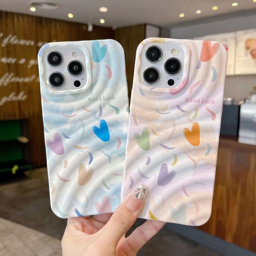 New Cute Heart Electroplate Soft TPU Shockproof Mobile Phone Case Cover for iPhones 13 14 15 16 Pro Max Business Bling Style