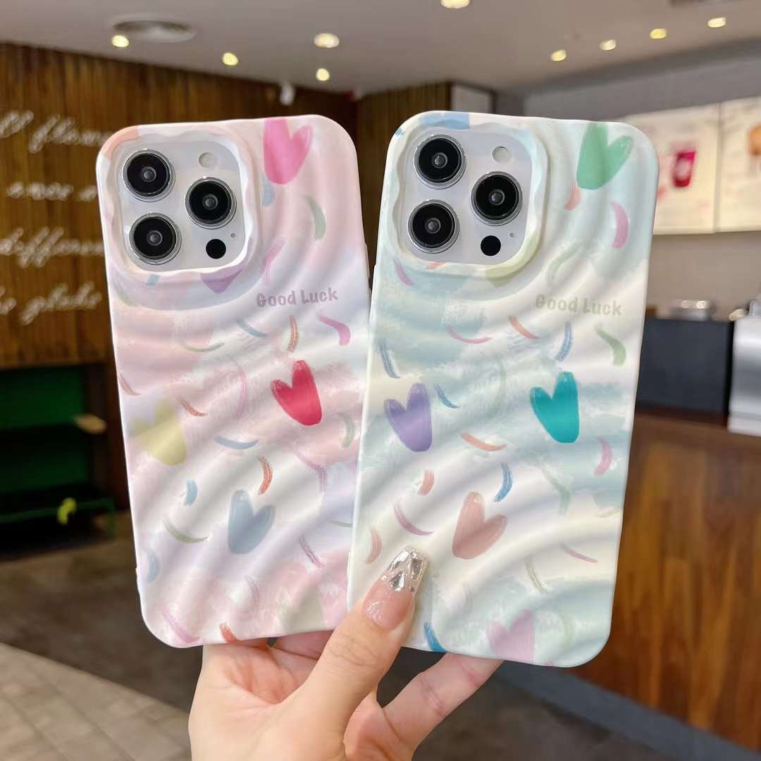 New Cute Heart Electroplate Soft TPU Shockproof Mobile Phone Case Cover for iPhones 13 14 15 16 Pro Max Business Bling Style