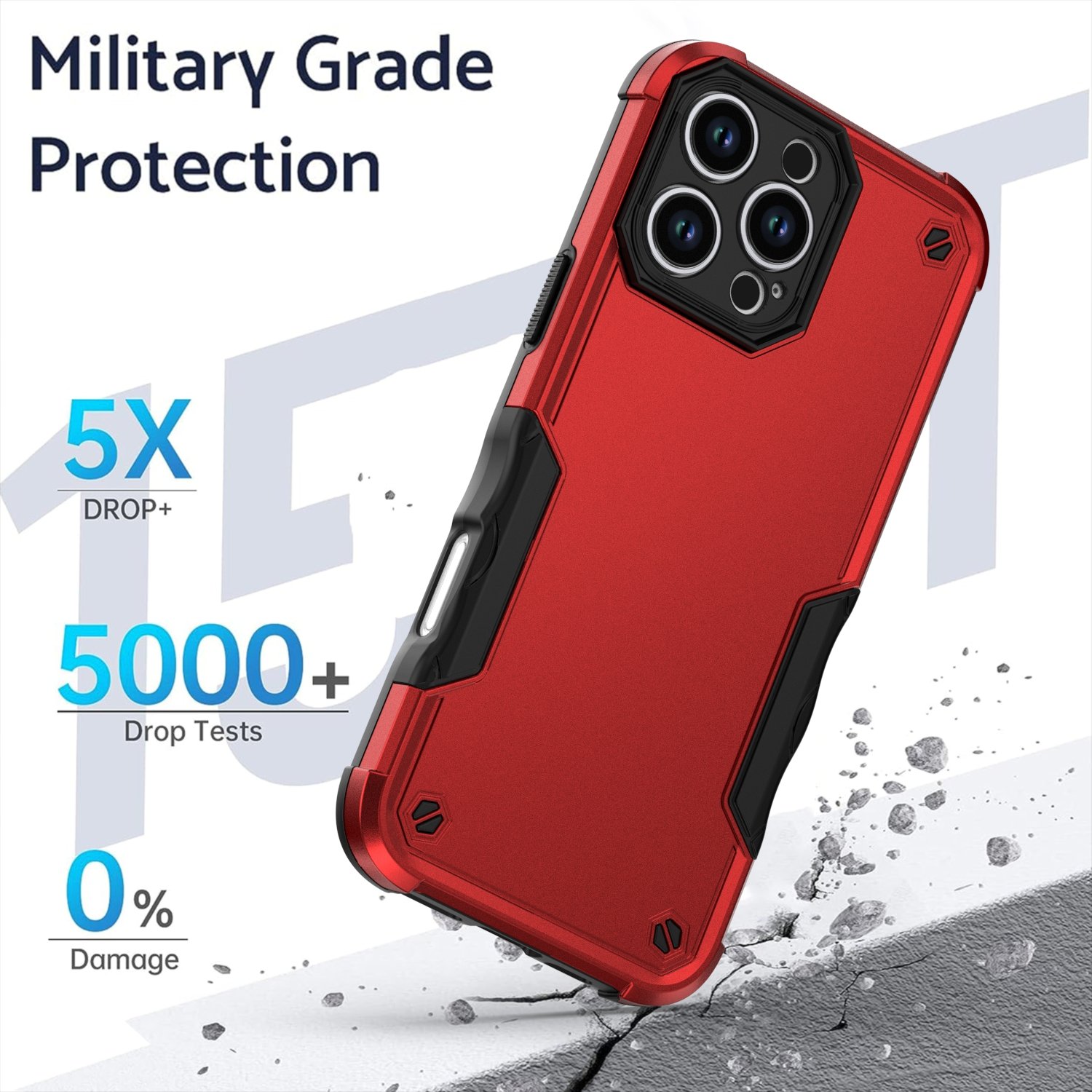 Shockproof Rugged Case for iPhone 16 Pro Max 16 Pro 15 Plus 14 13 Pro 12 Mini 11 X XS XR 7 8 Hybrid Dual Protective Grip Case