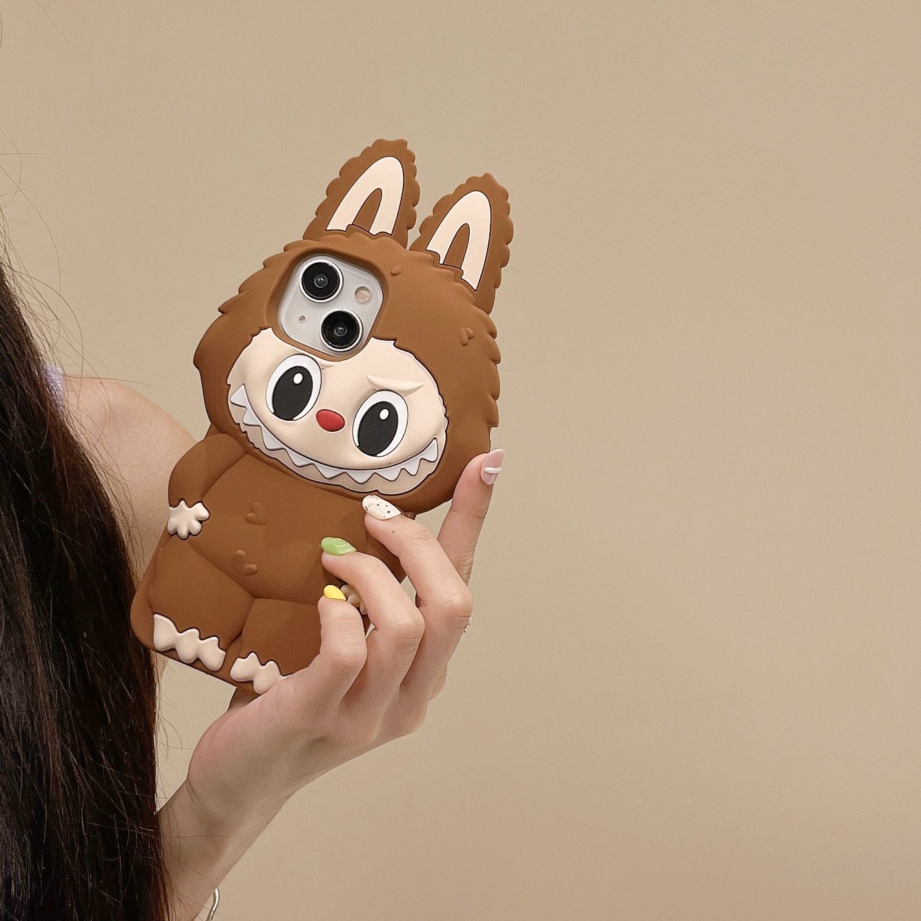 Korean Creative 3D Cartoon Cute Labubu Silicon Protective Shockproof Mobile Phone Case Back Cover for iPhone 12 13 15 Pro Max