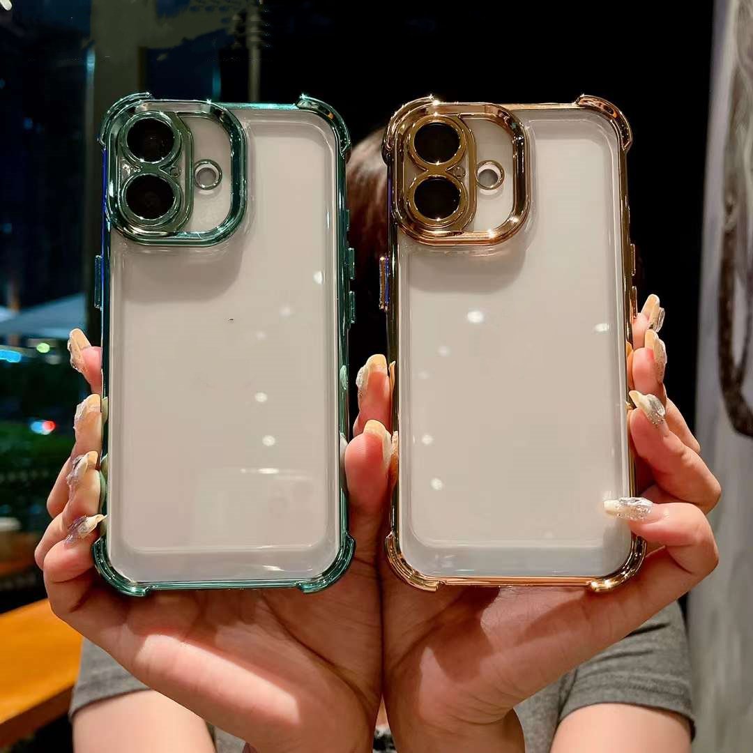 New Arrival Shockproof Plating Hard Space Mobile Phone Case with Lens Protection for iPhone 16 Pro 15 14 13 12