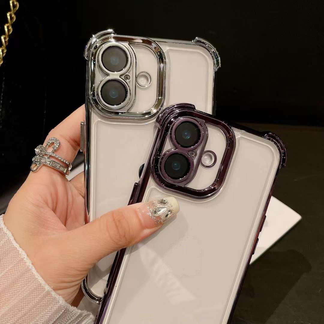 New Arrival Shockproof Plating Hard Space Mobile Phone Case with Lens Protection for iPhone 16 Pro 15 14 13 12
