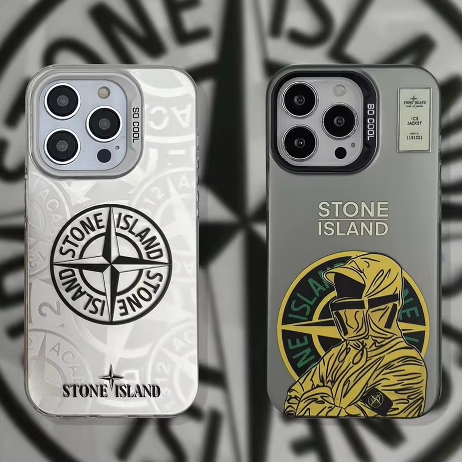 Colorful Silver IMD personality trend mobile phone case Stone Island Cross compass pattern protective cover for Iphone 7/8 plus