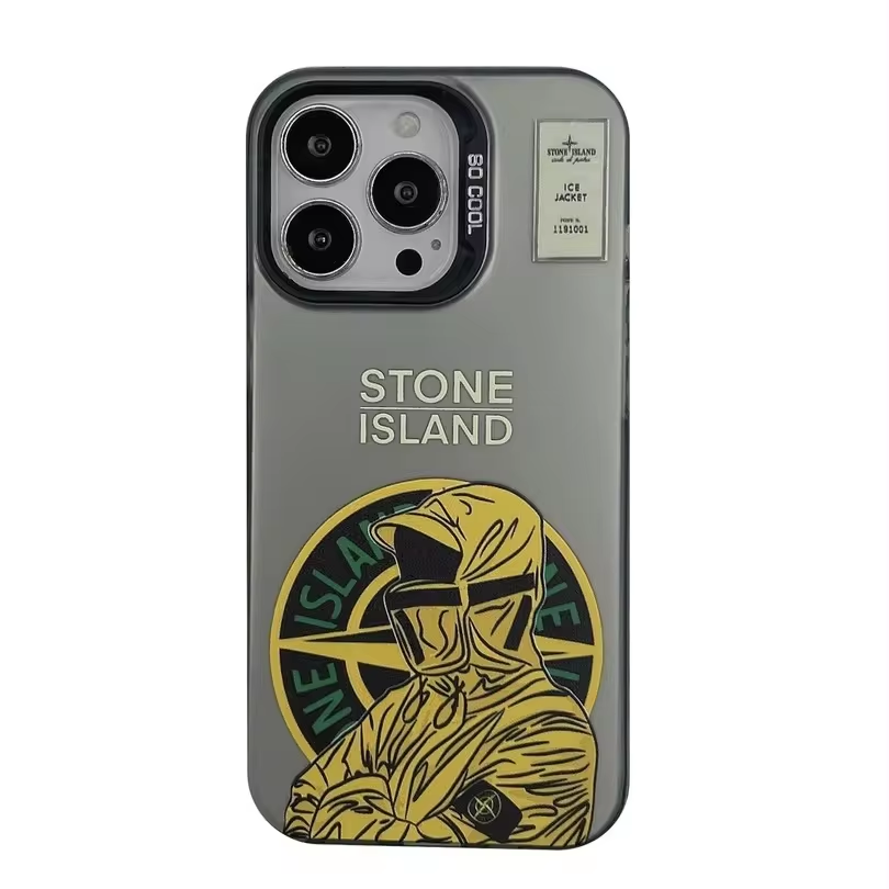 Colorful Silver IMD personality trend mobile phone case Stone Island Cross compass pattern protective cover for Iphone 7/8 plus