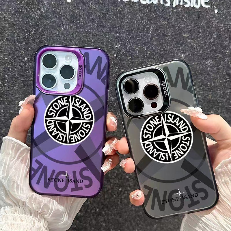 Colorful Silver IMD personality trend mobile phone case Stone Island Cross compass pattern protective cover for Iphone 7/8 plus
