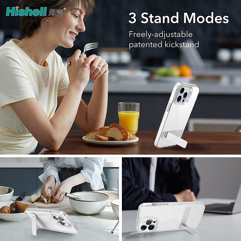 Crystal Anti Slip Mobile Phone Case With Stand For iPhone 14 Pro