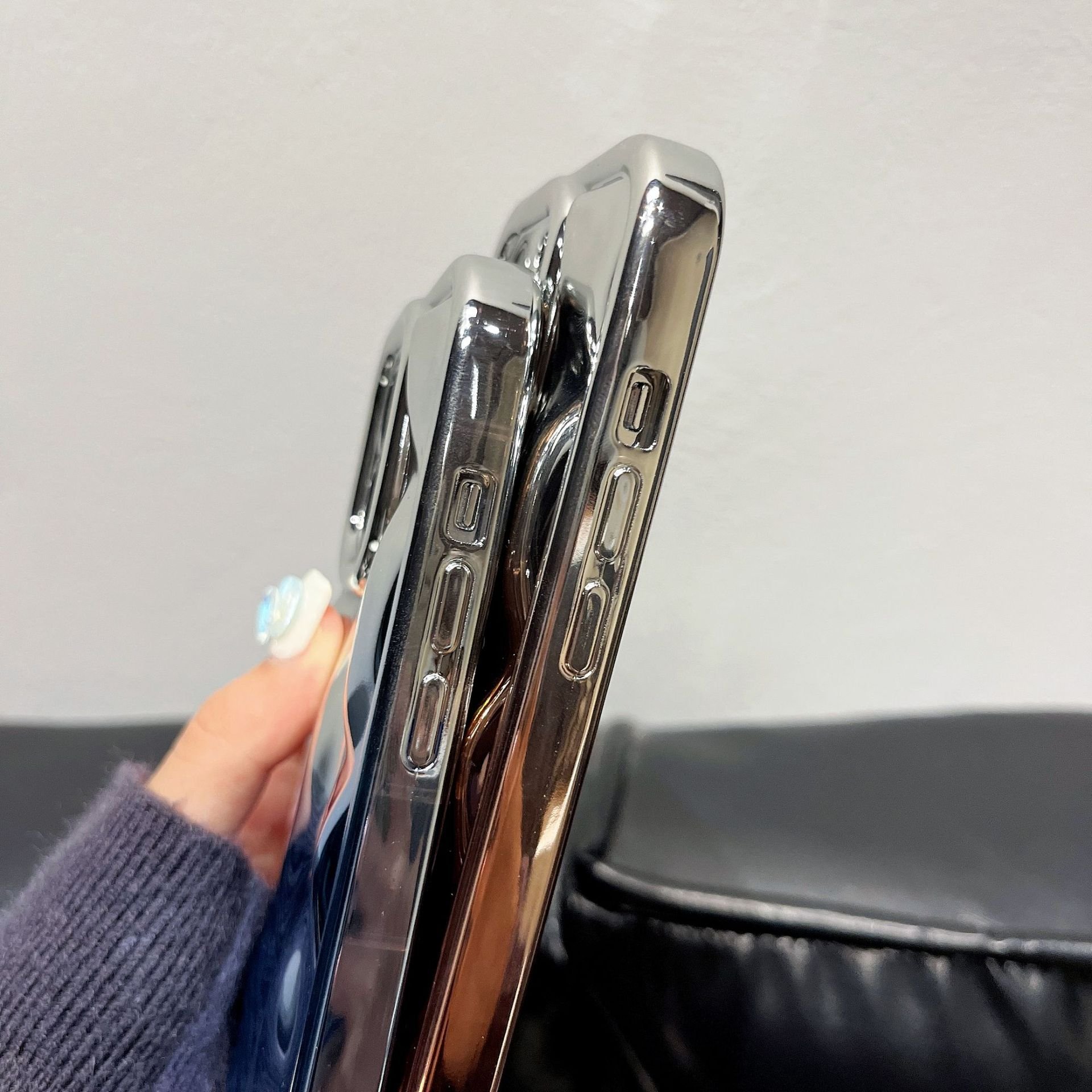 Electroplated Laser Gradient 3D Meteorite Wrinkle Pattern Soft TPU Shockproof Mobile Phone Case For iPhone 15 Pro Max 14 13 12