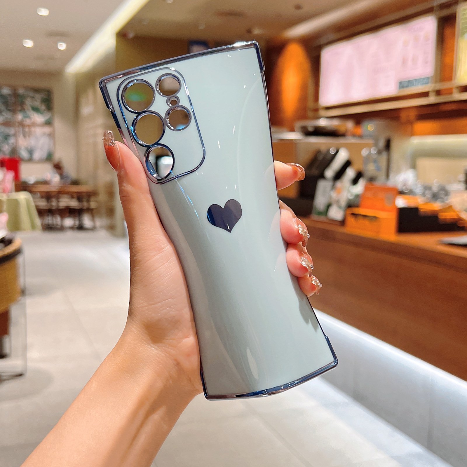 Honatop Shockproof Soft TPU Frame Electroplated Love Heart Phone Case For Samsung S23plus 23ultra A54 A53 A52 A34 S23fe
