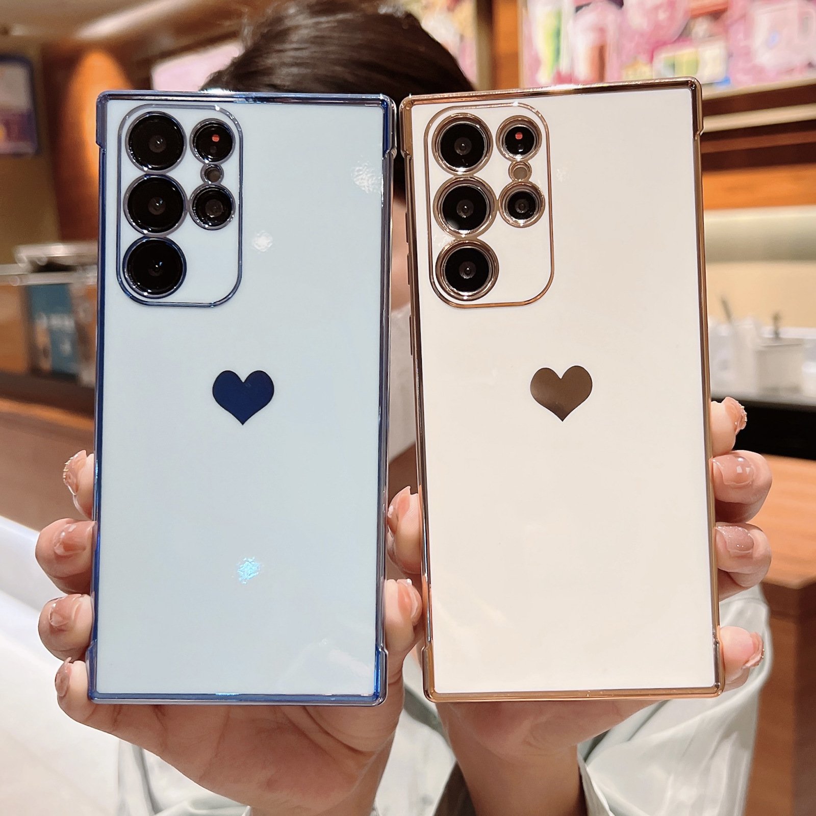 Honatop Shockproof Soft TPU Frame Electroplated Love Heart Phone Case For Samsung S23plus 23ultra A54 A53 A52 A34 S23fe