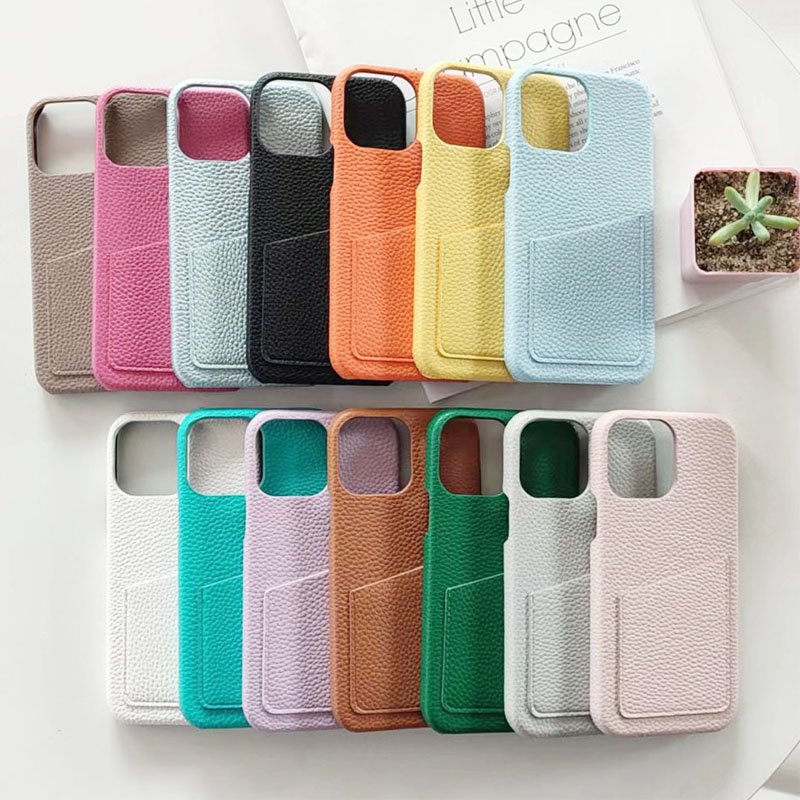 Luxury Fashion Design Full Protector Card Pocket Design Genuine Leather Phone Case for iPhone 15 Pro Ultra