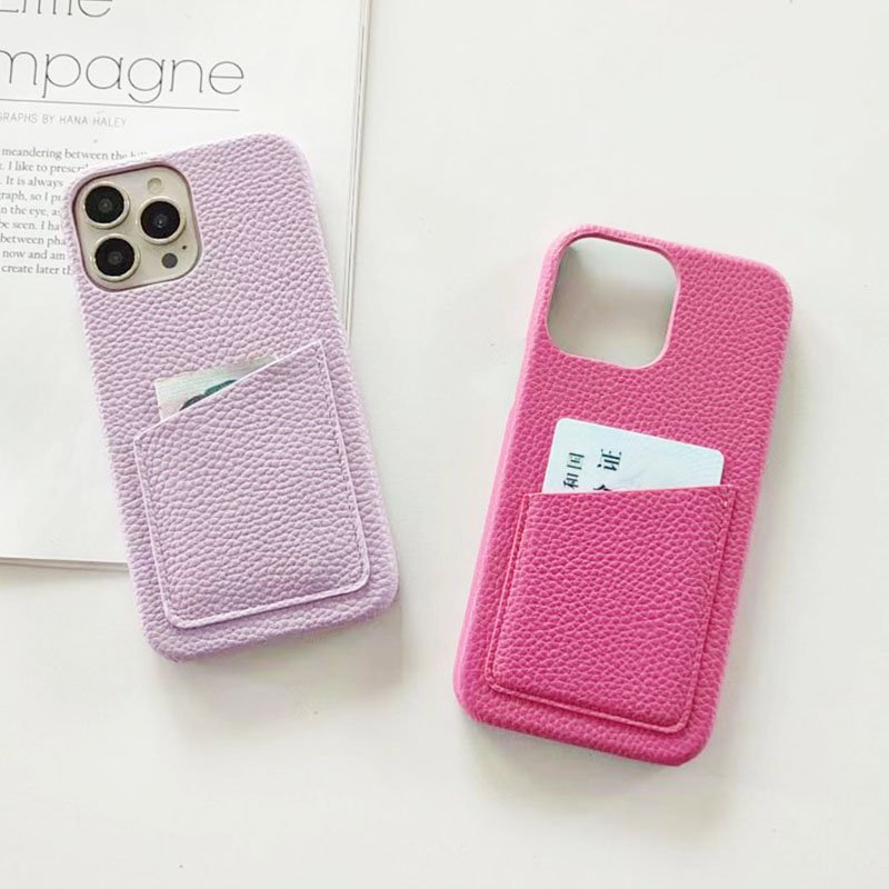 Luxury Fashion Design Full Protector Card Pocket Design Genuine Leather Phone Case for iPhone 15 Pro Ultra