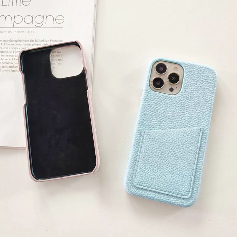 Luxury Fashion Design Full Protector Card Pocket Design Genuine Leather Phone Case for iPhone 15 Pro Ultra