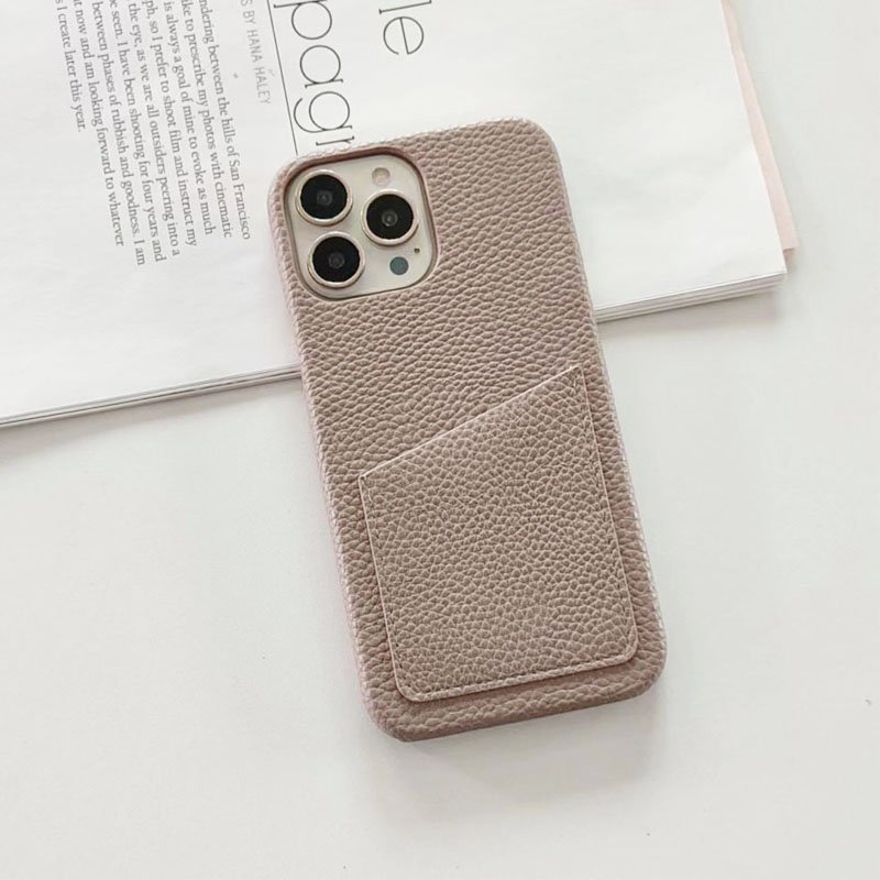 Luxury Fashion Design Full Protector Card Pocket Design Genuine Leather Phone Case for iPhone 15 Pro Ultra