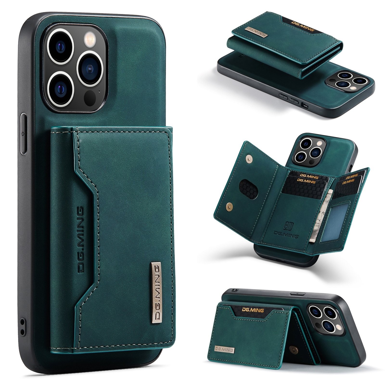 For Iphone 8 x xr xs max 11 12 13 14 Folder 2 in 1 Leather Wallet Case Cover With Magnetic Kickstand