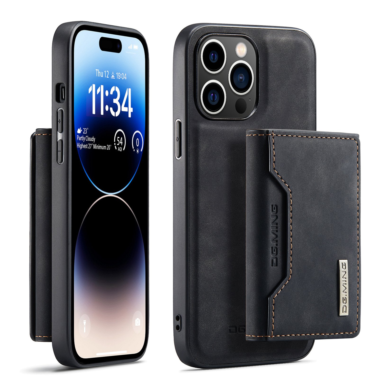 For Iphone 8 x xr xs max 11 12 13 14 Folder 2 in 1 Leather Wallet Case Cover With Magnetic Kickstand