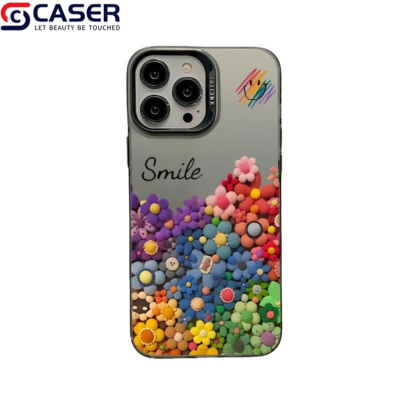 IMD Laser Colorful Flower Smile Phone Case Custom Designer Fashion Shockproof Hard Mobile Phone Cover For Iphone 16 15 14Pro 13