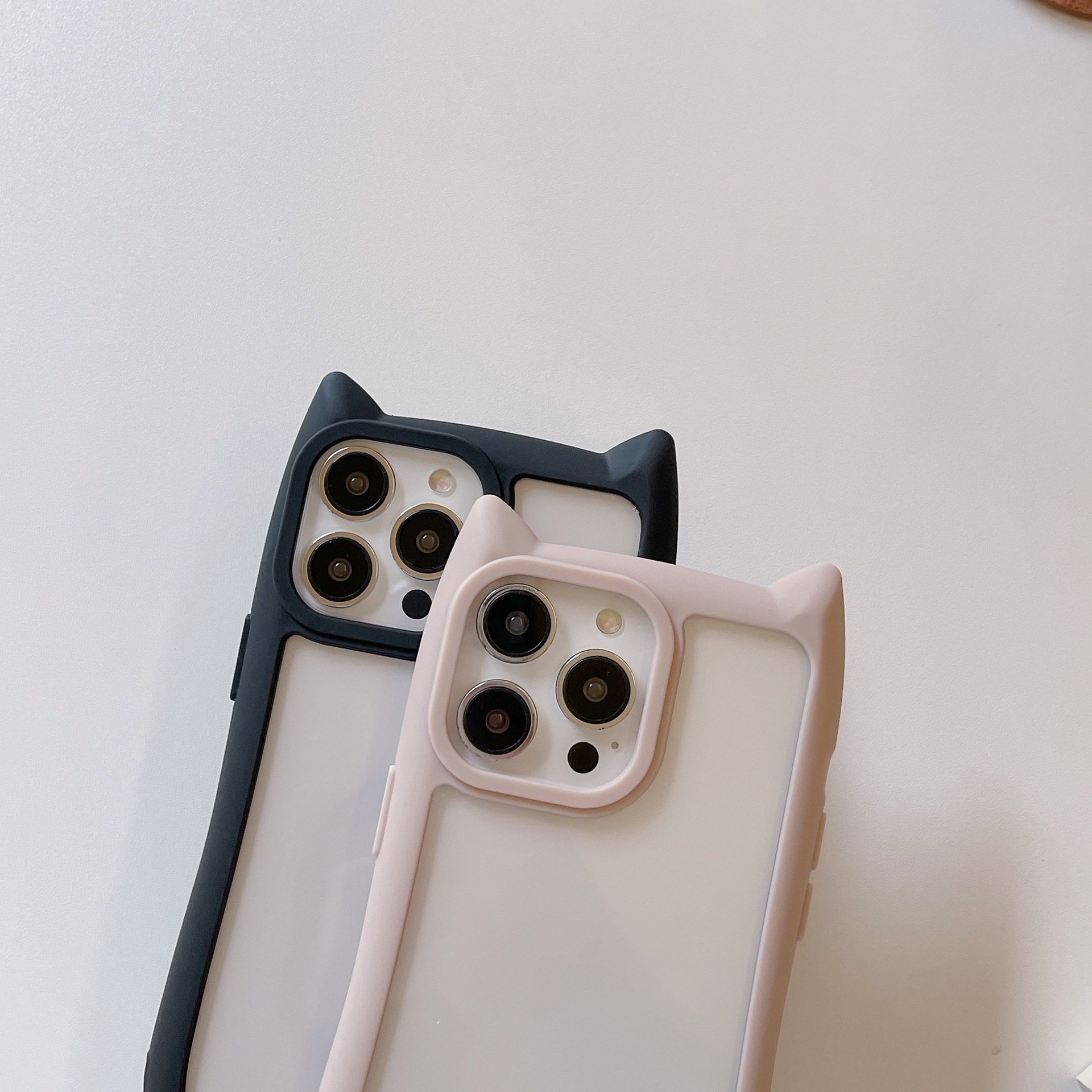 Cute cat ear shaped 3D phone cover clear shockproof mobile phone case for iphone 16 pro max 15 14 13 12 11