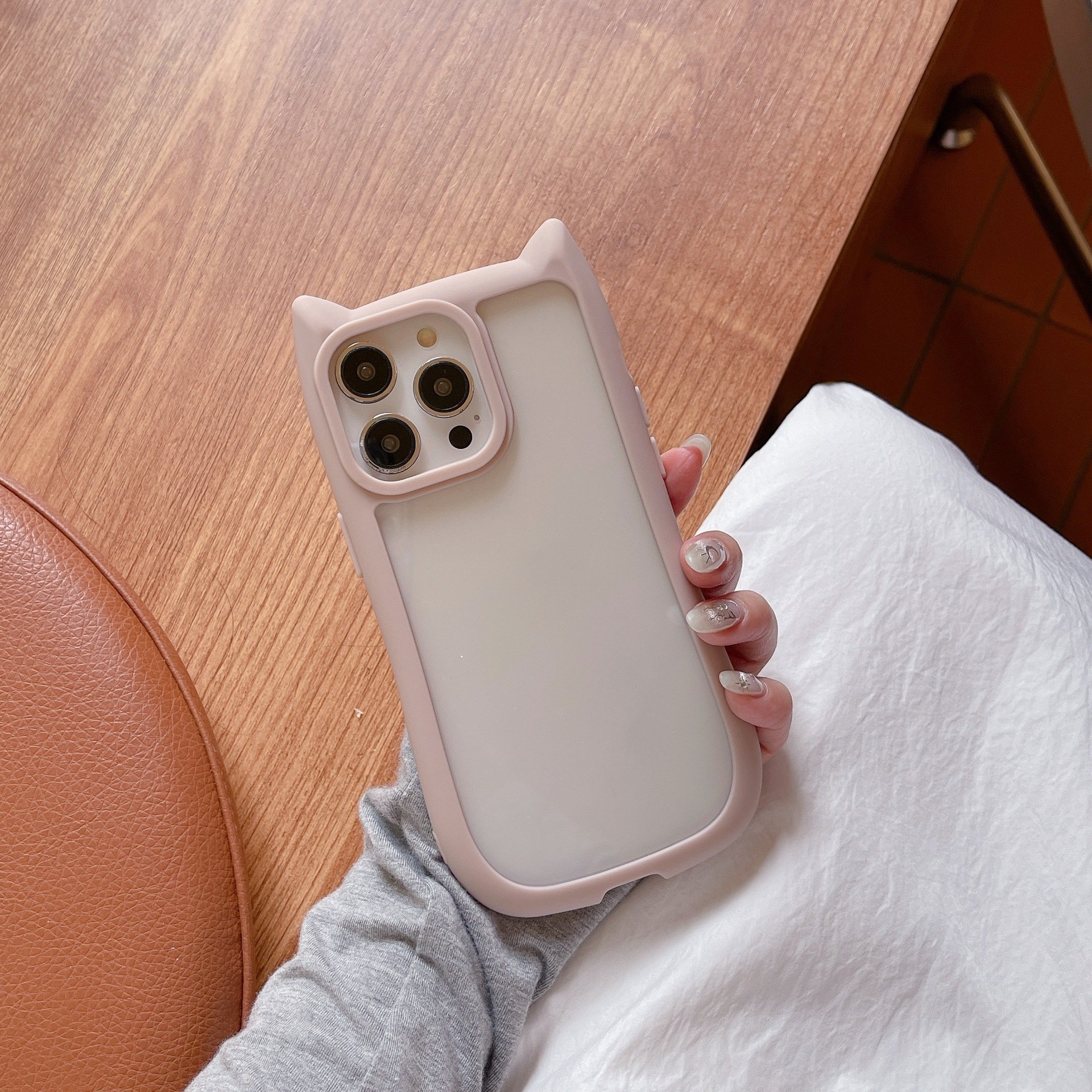 Cute cat ear shaped 3D phone cover clear shockproof mobile phone case for iphone 16 pro max 15 14 13 12 11