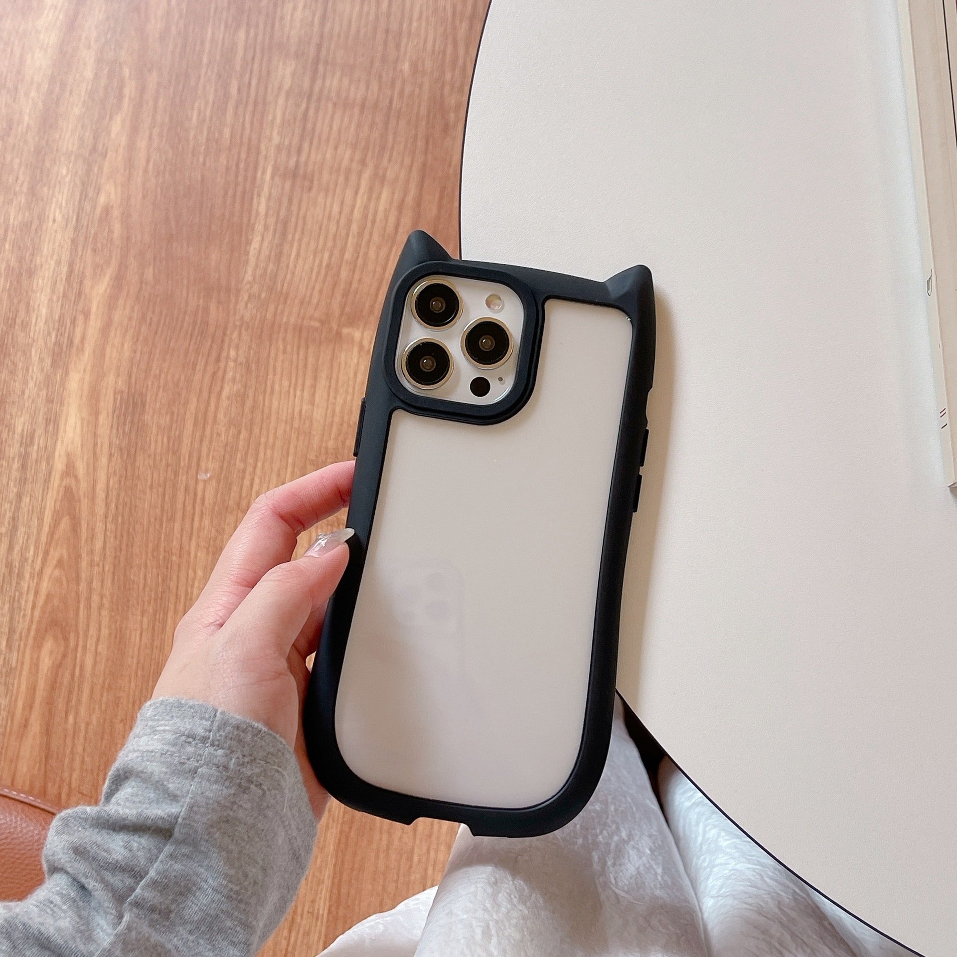 Cute cat ear shaped 3D phone cover clear shockproof mobile phone case for iphone 16 pro max 15 14 13 12 11