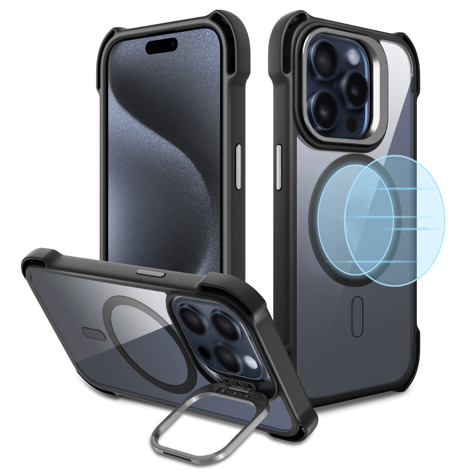 Premium iPhone 16 Phone Case Manufacture Shockproof Camera Kickstand Magnetic Metal Case For iPhone 15 Pro Max 16 Mobile Case