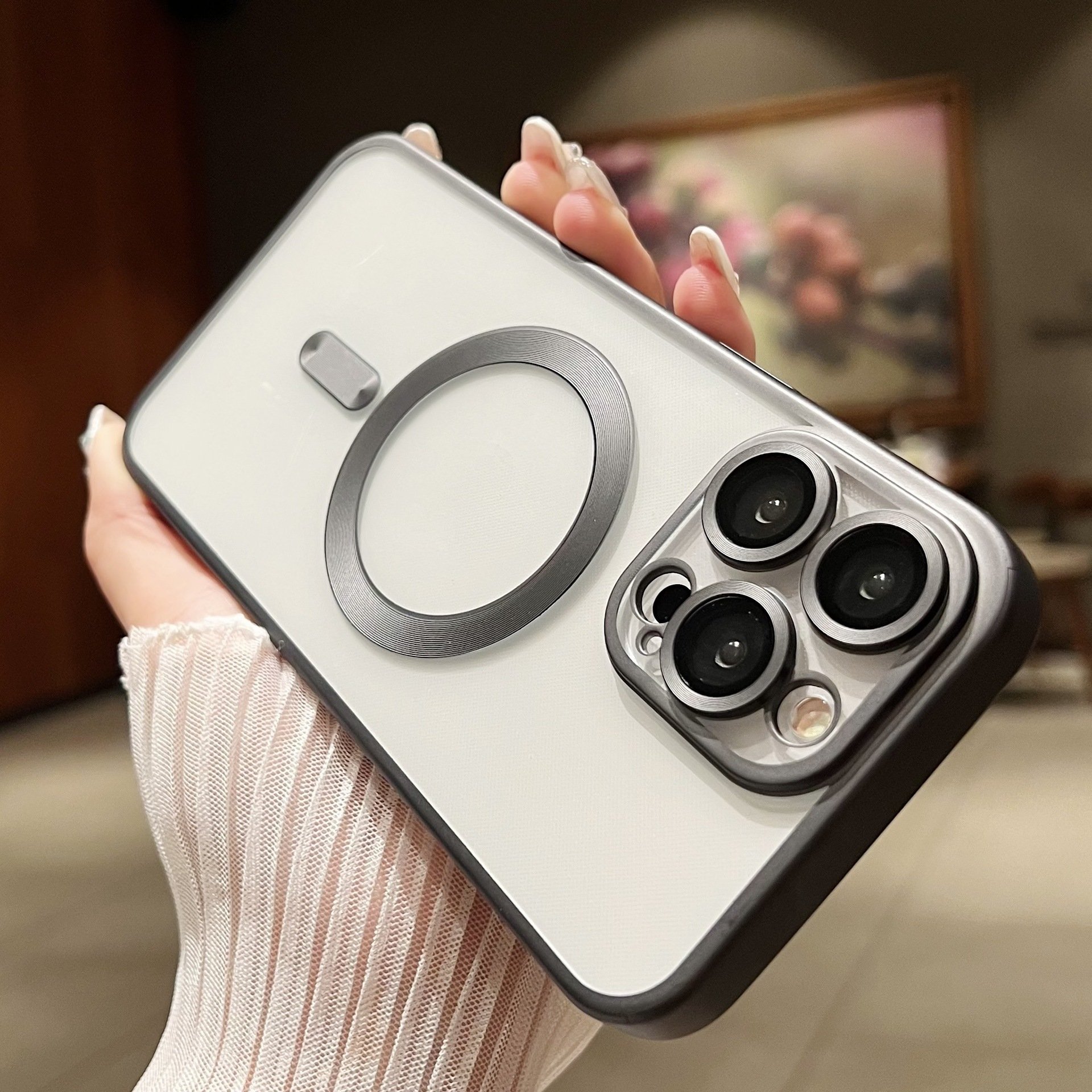Advanced plating matte magnetic suction mobile phone case for iphone 11 12 13 14 15 16 promax with lens film phone accessories