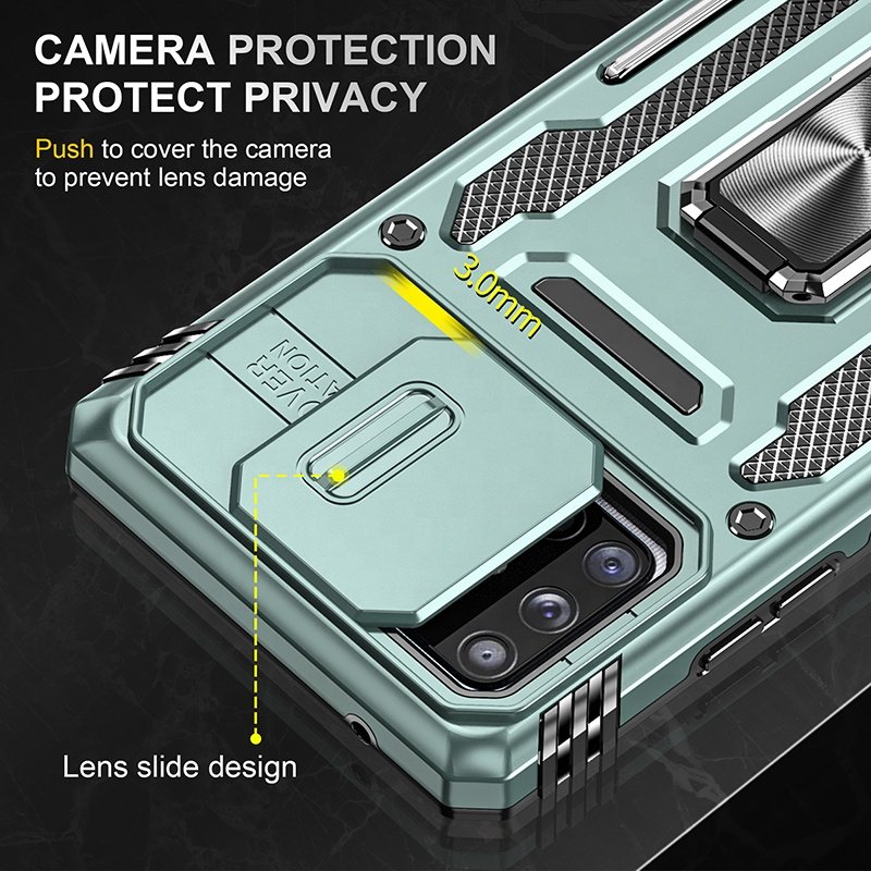 2 in 1 Armor PC Slide Camera Cover with Ring Holder Coque Mobile Phone Case for Samsung Galaxy a51 a71 a31 a32 a20 a30 a12
