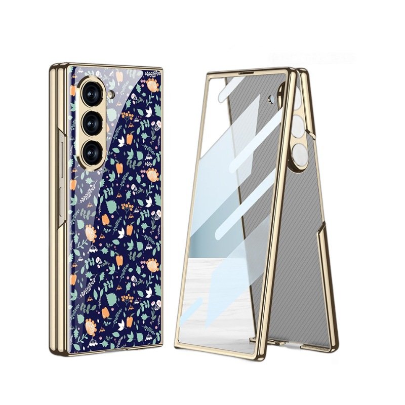 luxury Glass shell Fold6 folding screen flower case protective cover mobile phone case for Samsung Galaxy Z fold 6