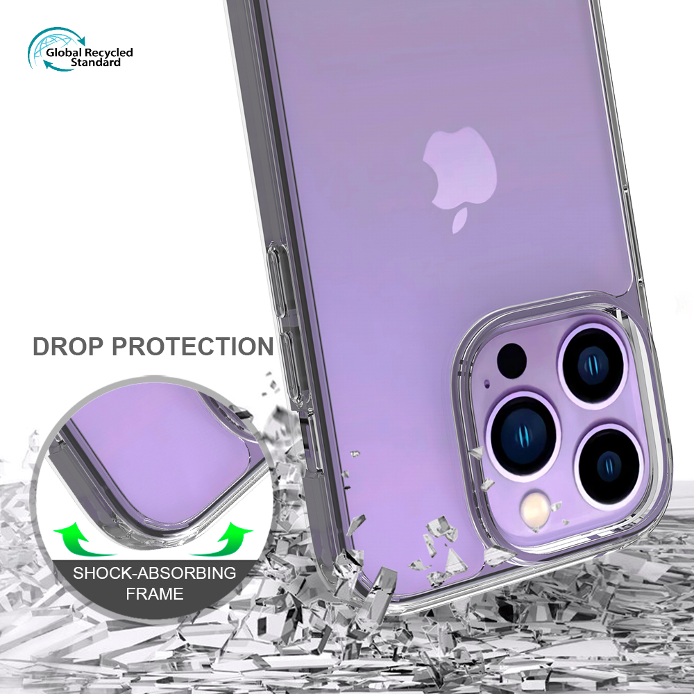 GRS Certificate Eco Crystal Clear Tpu Pc Wholesale Recycled Mobile Phone Case Back Cover for iPhone 14