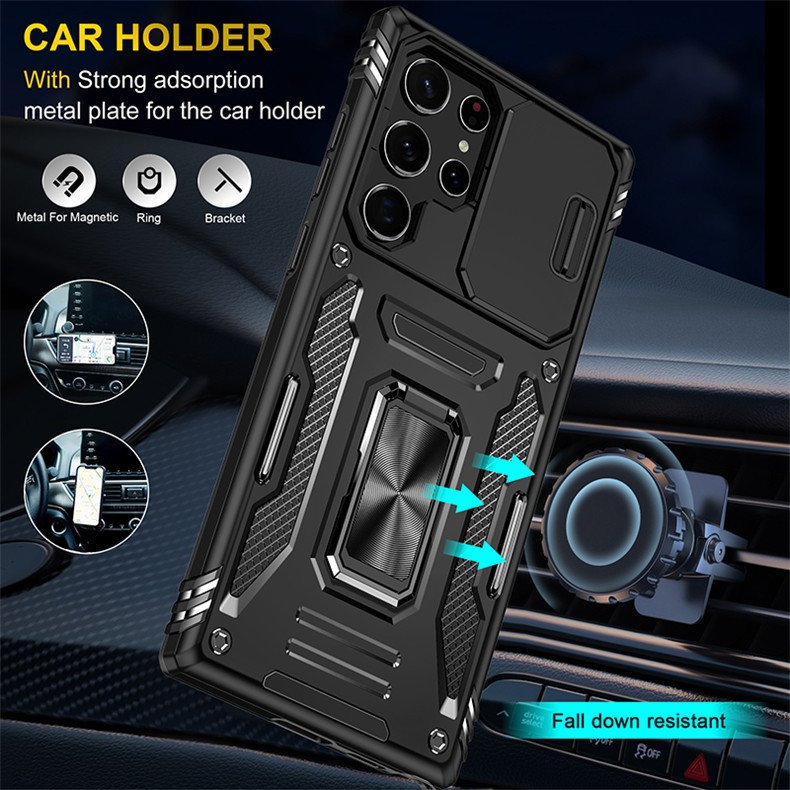 GSCASE Shockproof Metal Ring Holder Max Camera Lens Protection Cell Mobile Phone Case for Moto G Power G Stylus 5G 2023 2024