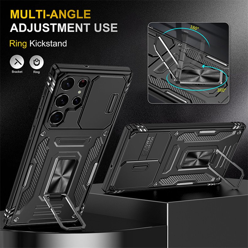 GSCASE Shockproof Metal Ring Holder Max Camera Lens Protection Cell Mobile Phone Case for Moto G Power G Stylus 5G 2023 2024