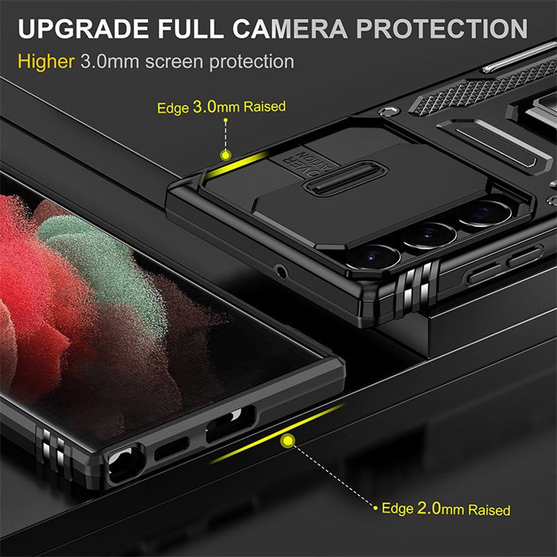 GSCASE Shockproof Metal Ring Holder Max Camera Lens Protection Cell Mobile Phone Case for Moto G Power G Stylus 5G 2023 2024