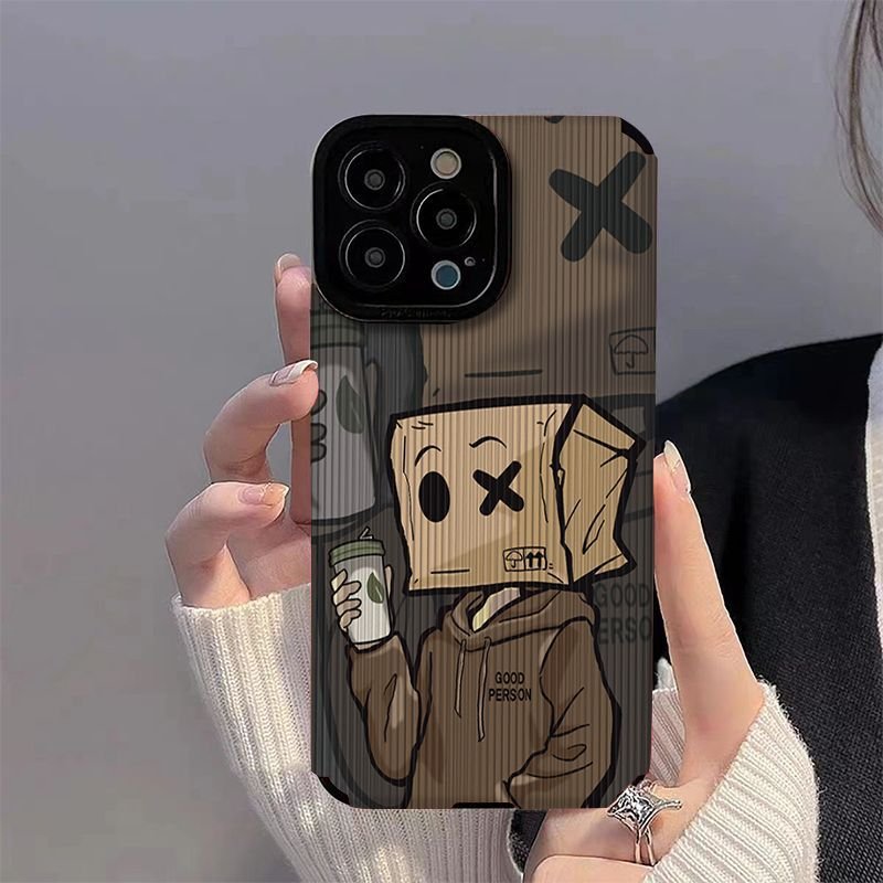 New design Cartoon carton man Phone Case For iPhone15 Pro Max 14 plus 13 12 11 Angel Eyes Leather Shockproof Soft Back Cover