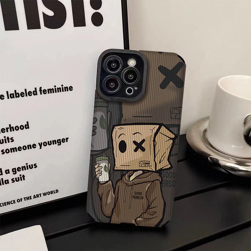 New design Cartoon carton man Phone Case For iPhone15 Pro Max 14 plus 13 12 11 Angel Eyes Leather Shockproof Soft Back Cover
