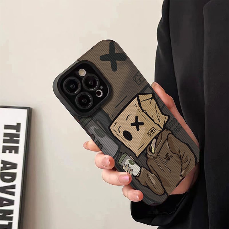 New design Cartoon carton man Phone Case For iPhone15 Pro Max 14 plus 13 12 11 Angel Eyes Leather Shockproof Soft Back Cover