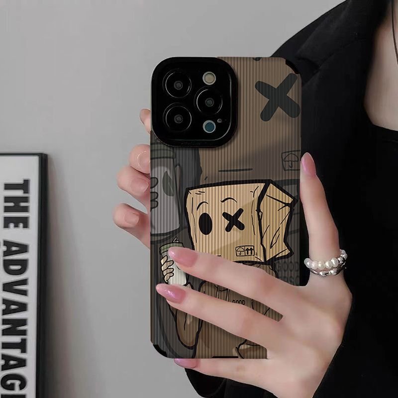 New design Cartoon carton man Phone Case For iPhone15 Pro Max 14 plus 13 12 11 Angel Eyes Leather Shockproof Soft Back Cover