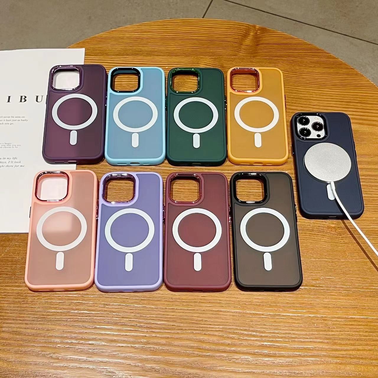 High Quality Tpu+pc Matte Magnetic Mobile Phone Case For Iphone 14pro 13promax 12pro 11 Magnet Ring Frosted Phone Case Cover