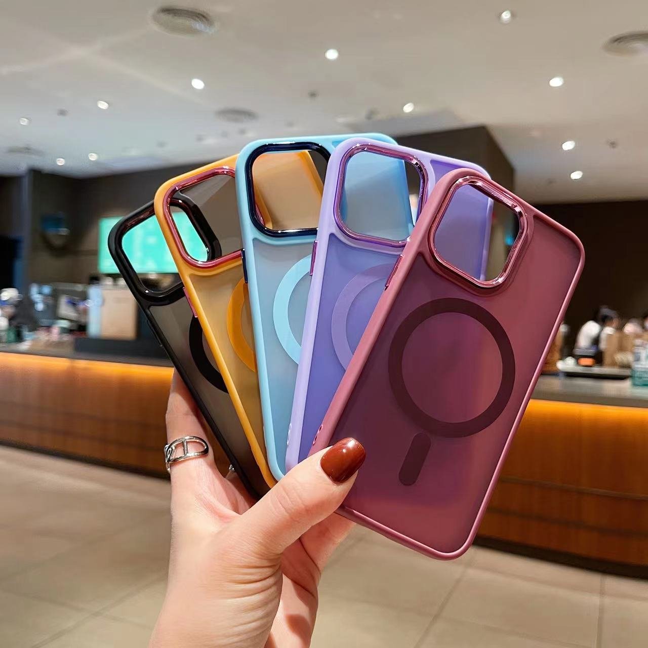 High Quality Tpu+pc Matte Magnetic Mobile Phone Case For Iphone 14pro 13promax 12pro 11 Magnet Ring Frosted Phone Case Cover