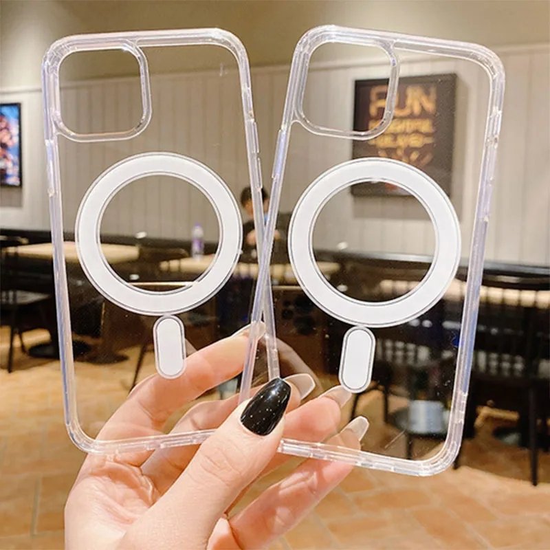 Magnetic Clear Phone Case for iphone 15 14 pro max transparent wireless charging Magnetic Case For iPhone 12 13 14 15 16 Case