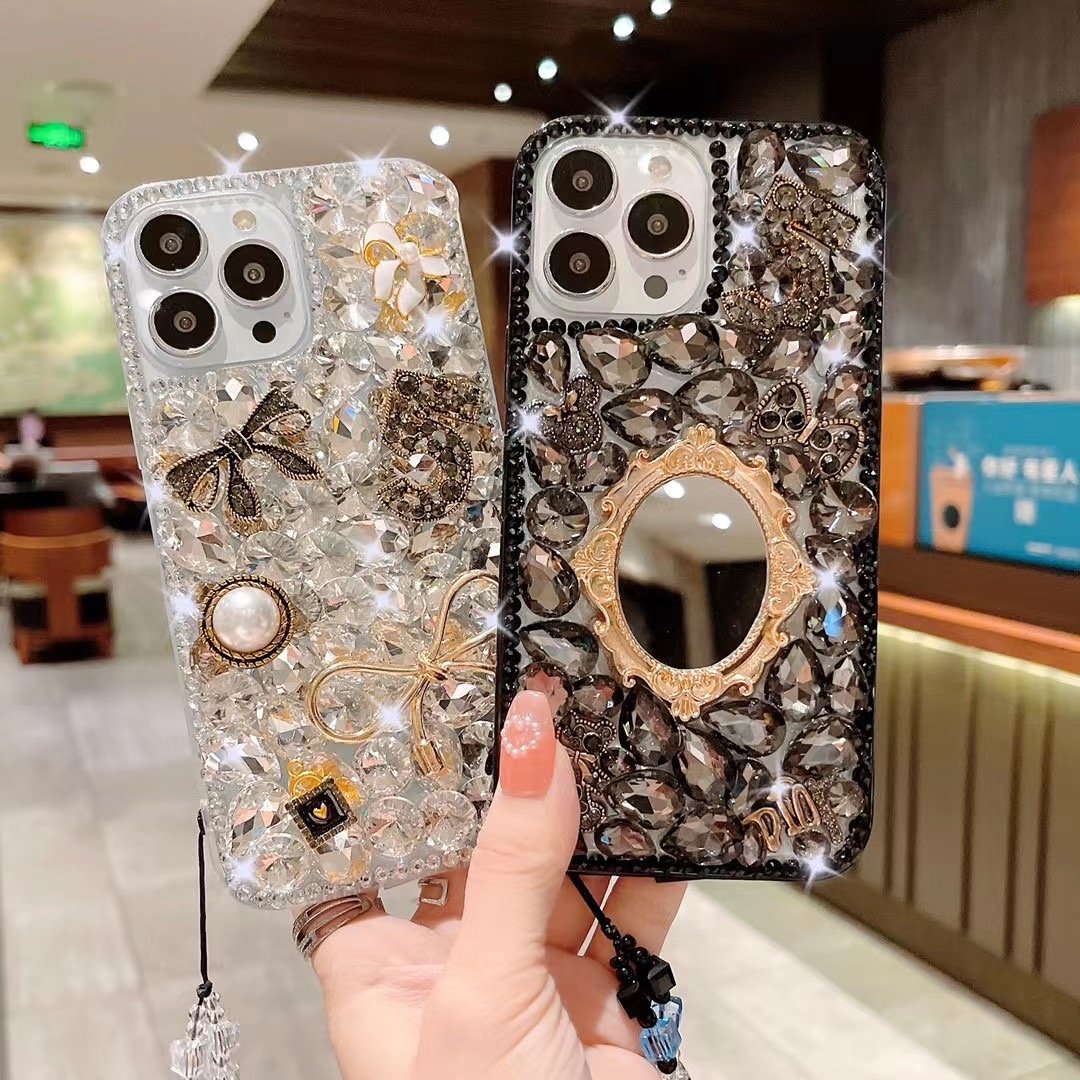 Hot Bling Diamond Glitter Luxury Mirror Phone Cover For Iphone 16 Pro Max New Mobile Phone Case 16 Plus 16Pro 15 14 13 12Pro Max