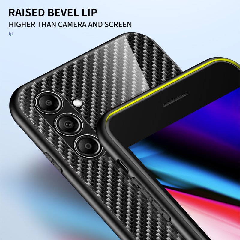 tempered glass case for infinix hot 20s 30i note 10 pro spark 678 pro carbon fiber pattern cover for iphone 15 pro max s23fe s17