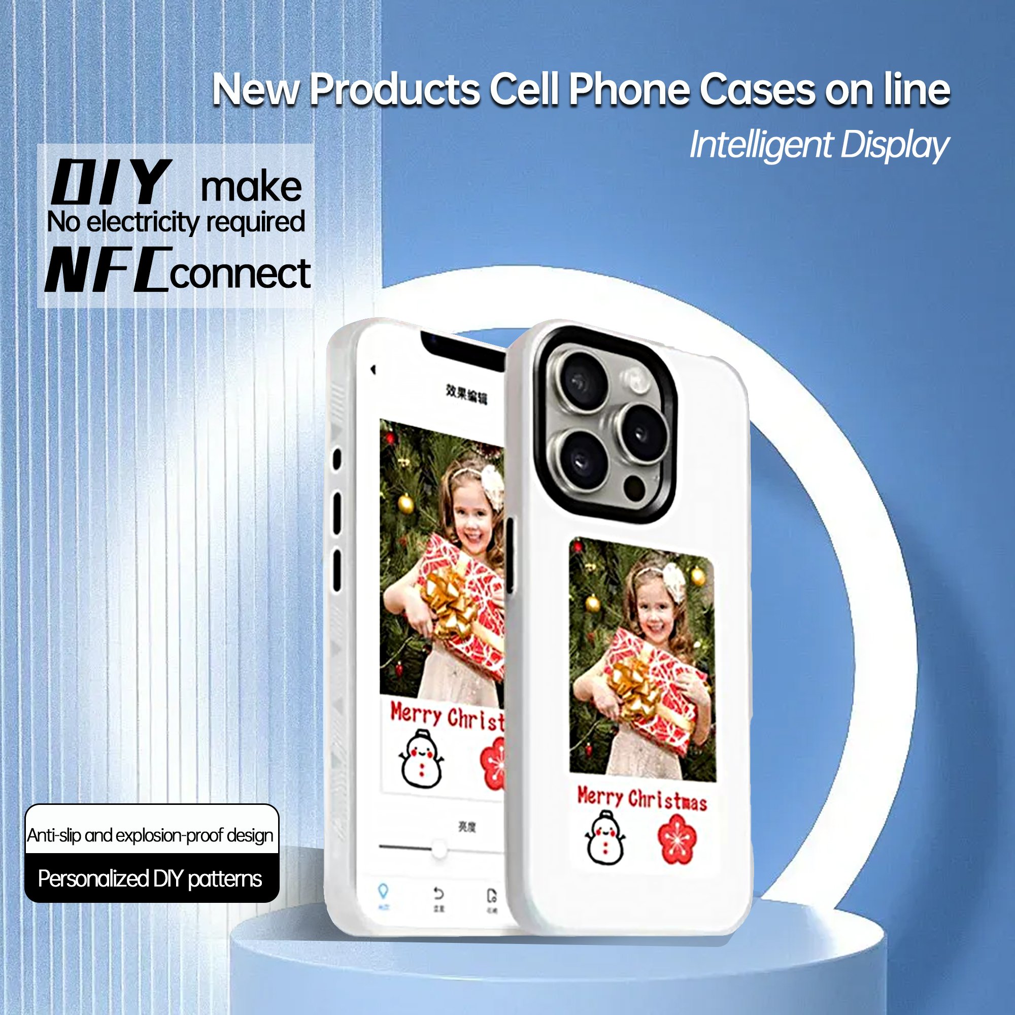 Smart Display NFC smart E ink screen Display mobile phone case cover for fundas iphone 12/13/14 15 Pro max DIY cases