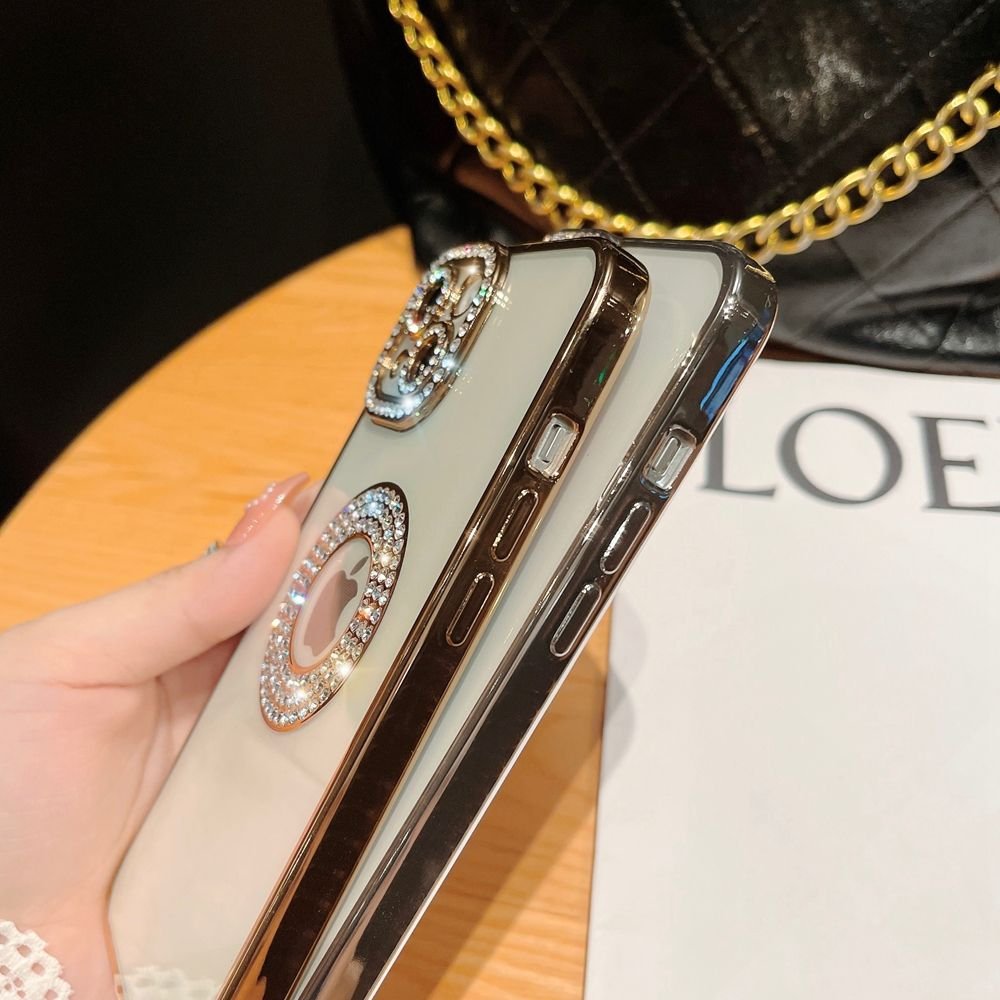 Logo Hole Bling Rhinestone Glitter Diamond Luxury for Iphone 12 14 Plus 13 Pro Max Case Mobile Phone Cases Custom Logo