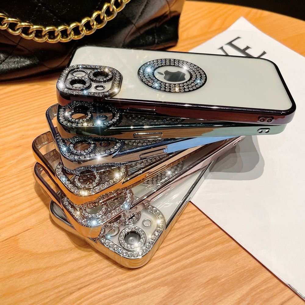 Logo Hole Bling Rhinestone Glitter Diamond Luxury for Iphone 12 14 Plus 13 Pro Max Case Mobile Phone Cases Custom Logo