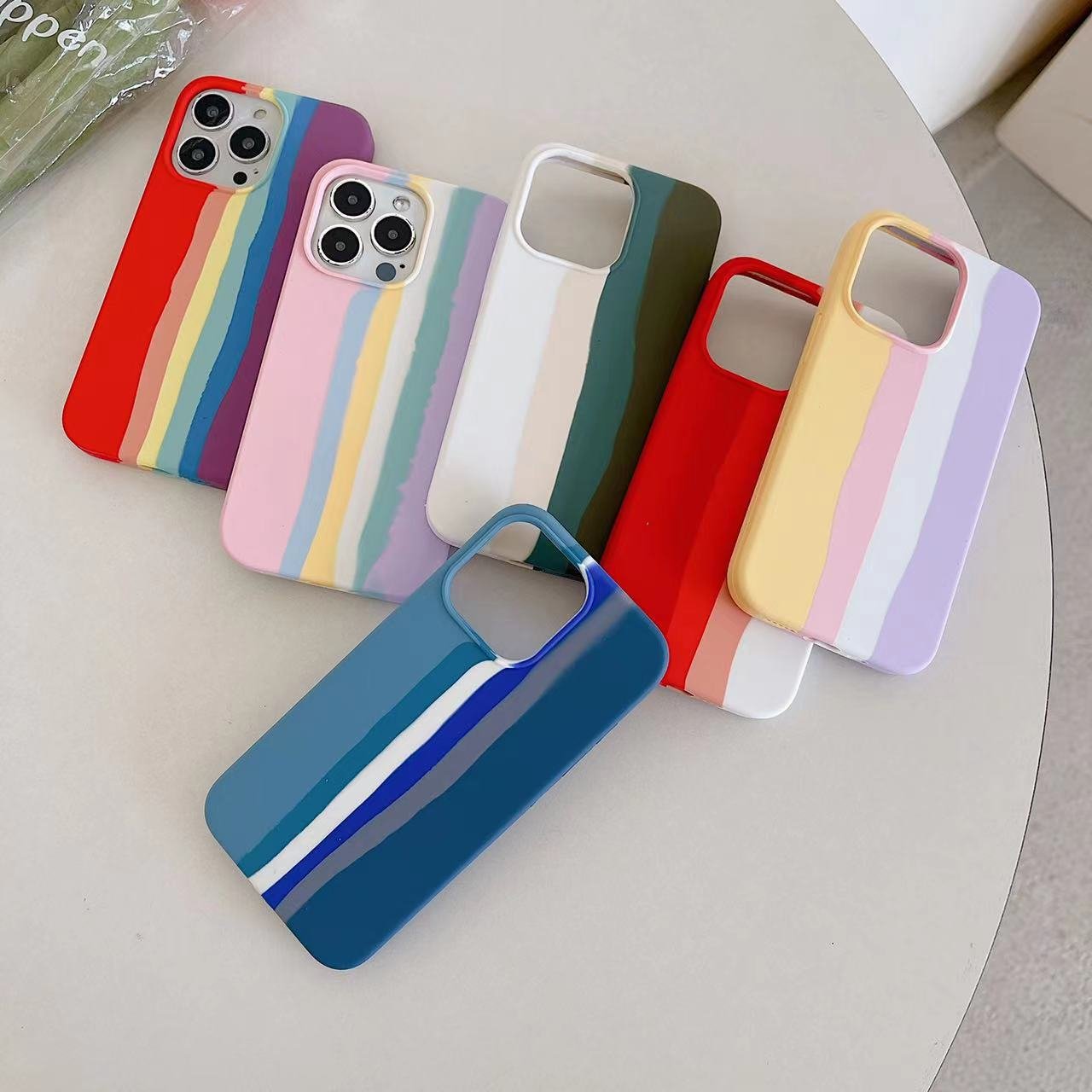 Rainbow Liquid Silicone Mobile Phone Case for Iphone 14 13 12 11 Pro Max XR Xsmax Female 8 7 6 Plus Full Protection Soft Shell