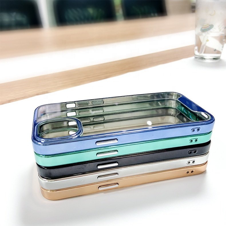 Wholesale Soft Shockproof Electroplated Bumper Transparent Clear TPU Mobile Phone Cases for iPhone 11 12 13 Pro Max mini X XR XS