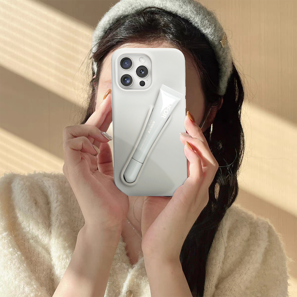 Lip Tint Slot 3D Silicone Phone Case Lip Gloss Lip Balm Make Up Holder Phone Cover For IPhone 15 14 13 12 11 Pro Max