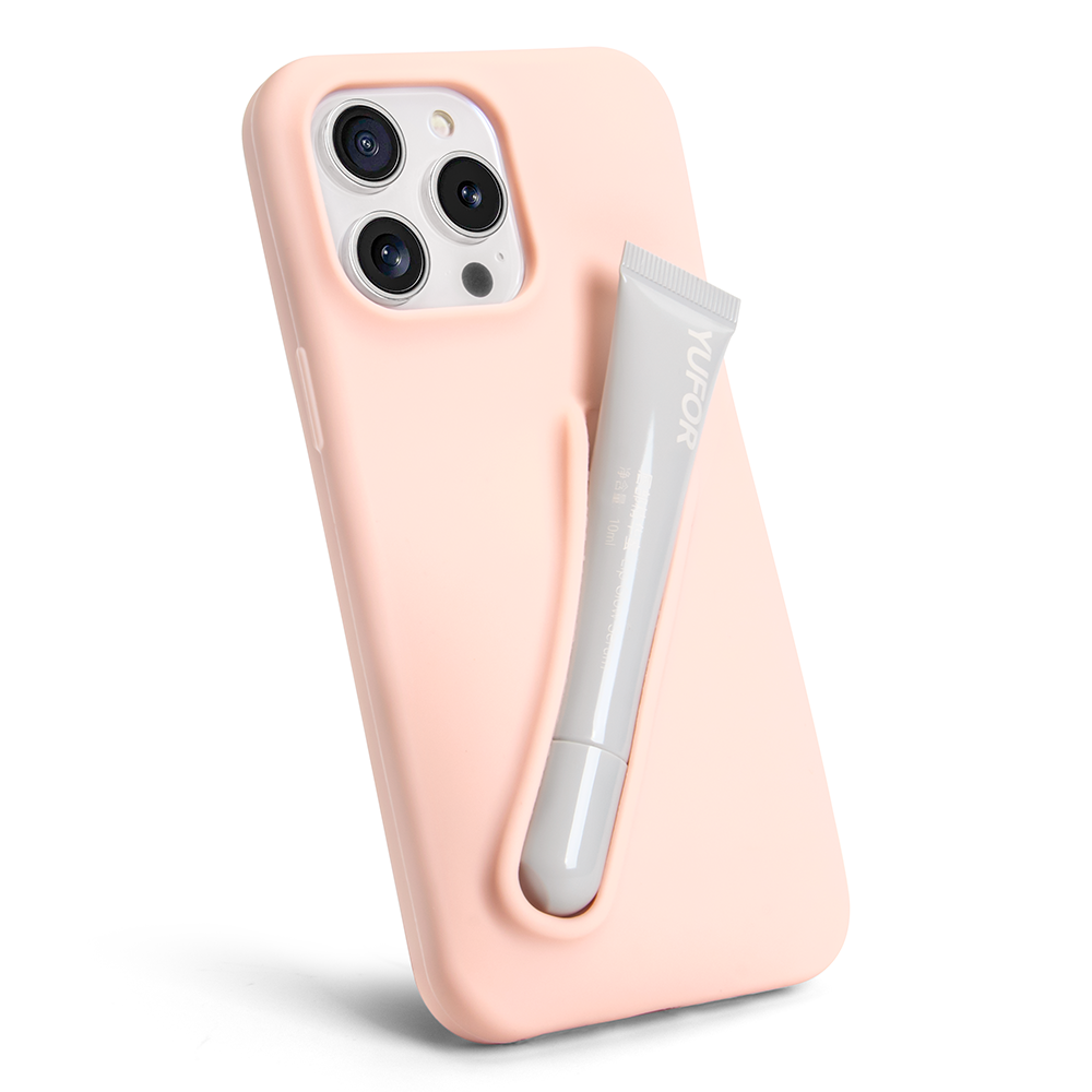 Lip Tint Slot 3D Silicone Phone Case Lip Gloss Lip Balm Make Up Holder Phone Cover For IPhone 15 14 13 12 11 Pro Max