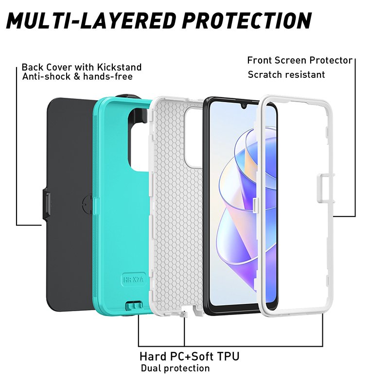 Mobile Cover For Honor X7A X9A With Belt Clip Hard Defender Otterboxer Case trending TPU+PC Shockproof Phone Case
