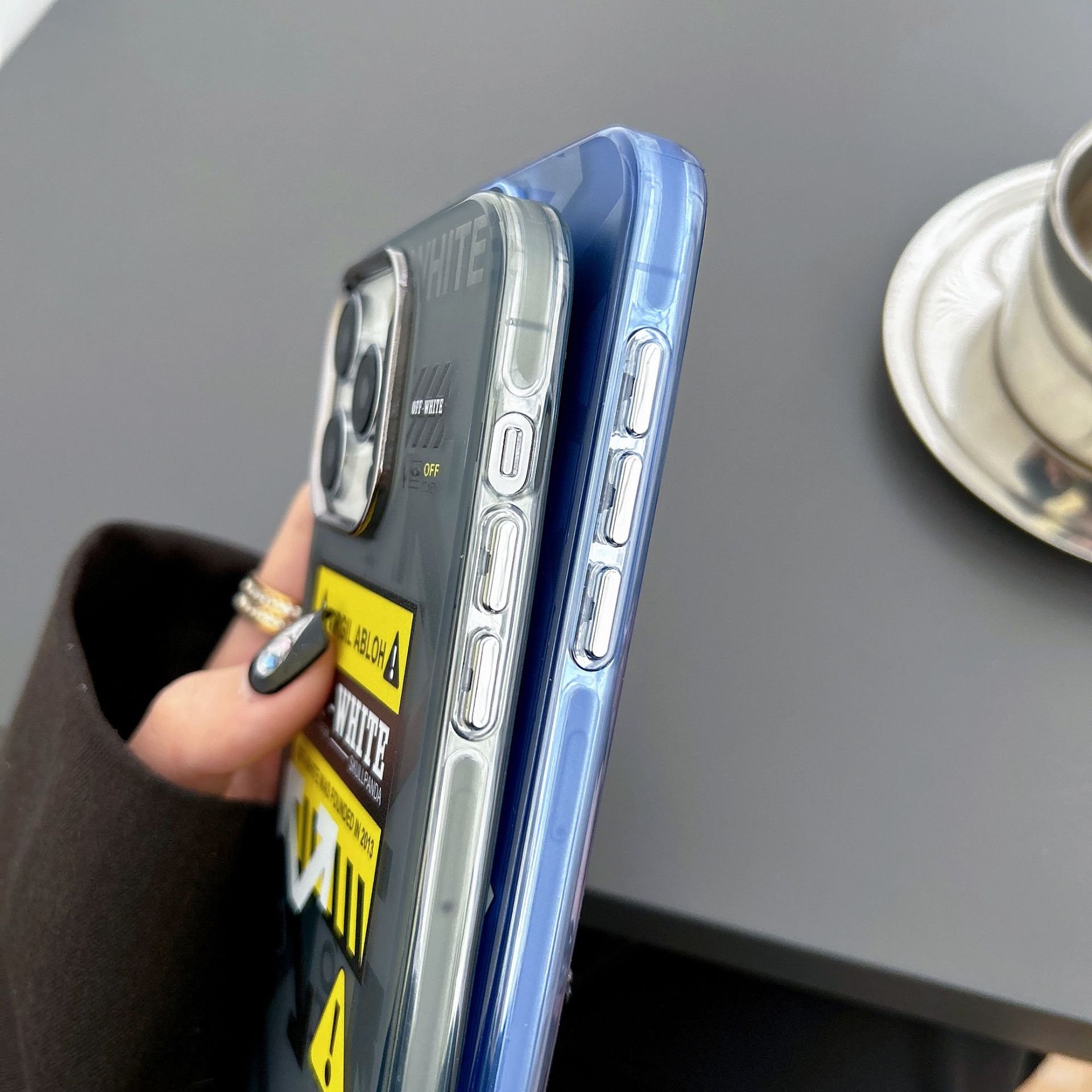 New Tide Brand OW Arrow Colorful Silver Phone Cases for iPhone 11 12 13 14 15 16 Pro max Personality Label Phone Accessories